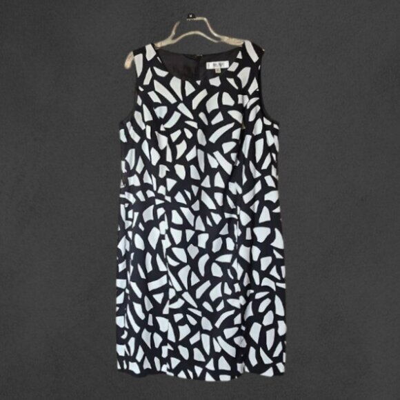 Black & White Geometric Design JONES STUDIO Professional Business Dress sz 16W - Picture 1 of 8
